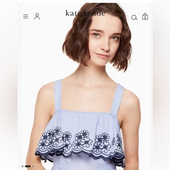KATE SPADE Broome Street Daisy Embroidered Patio Dress
Blue Ruffled Dress - Picture 3 of 11